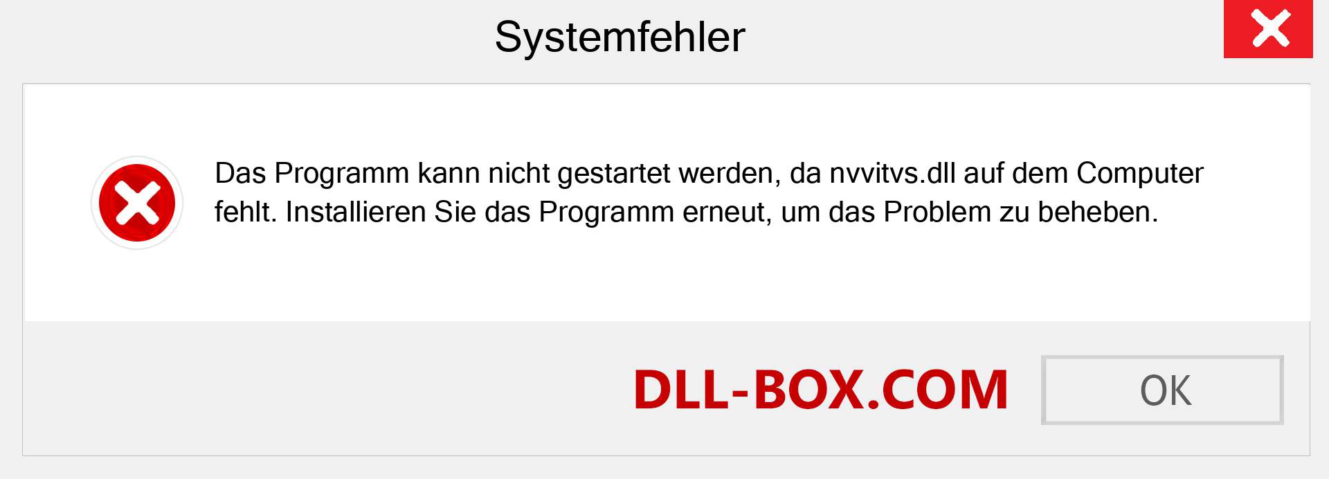 nvvitvs.dll-Datei fehlt?. Download für Windows 7, 8, 10 - Fix nvvitvs dll Missing Error unter Windows, Fotos, Bildern