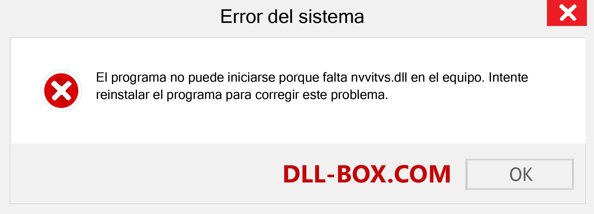 ¿Falta el archivo nvvitvs.dll ?. Descargar para Windows 7, 8, 10 - Corregir nvvitvs dll Missing Error en Windows, fotos, imágenes