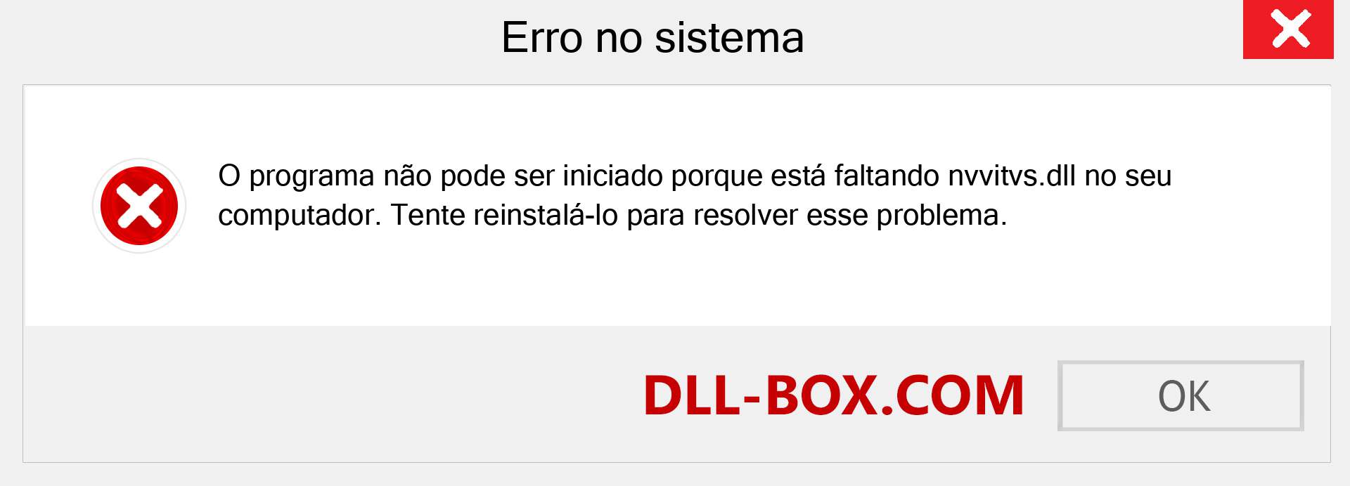 Arquivo nvvitvs.dll ausente ?. Download para Windows 7, 8, 10 - Correção de erro ausente nvvitvs dll no Windows, fotos, imagens
